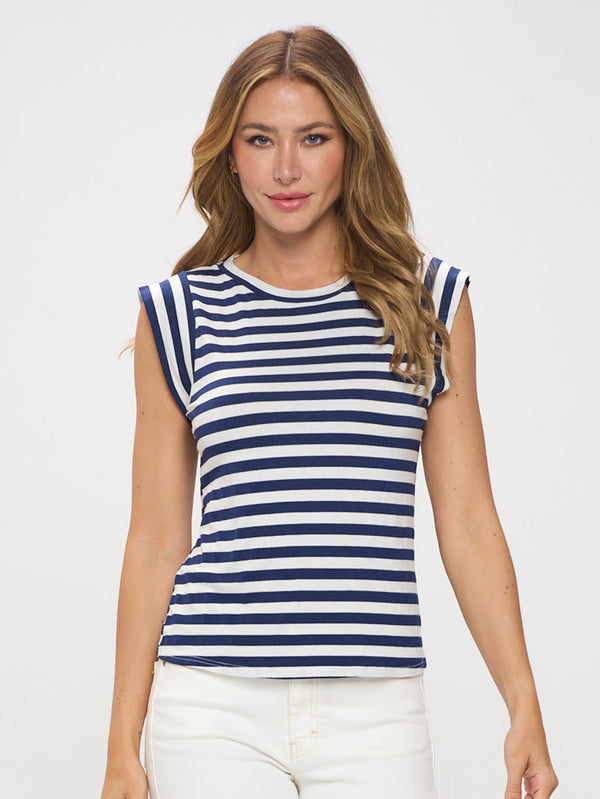 Navy Striped Muscle Tee
