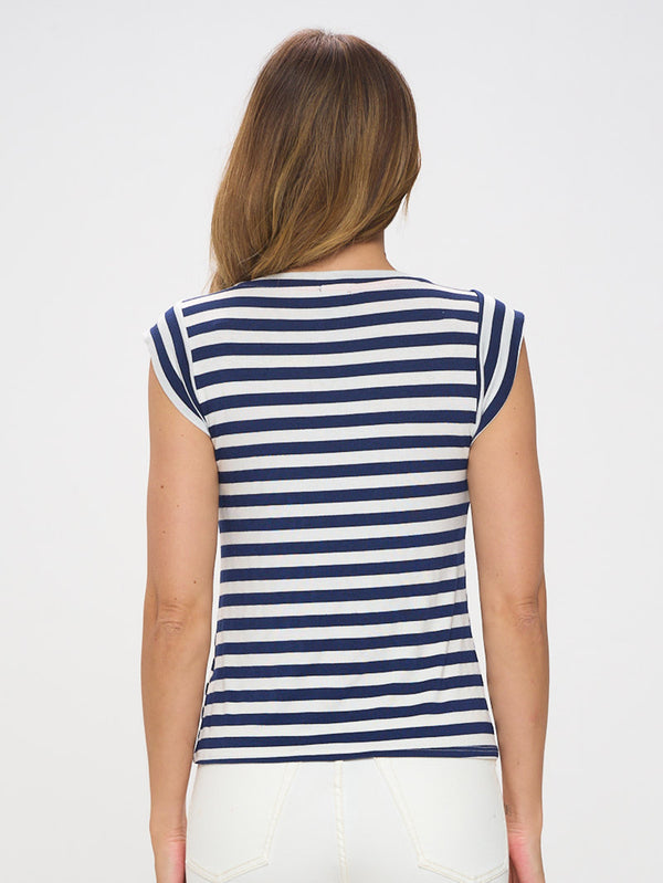 Navy Striped Muscle Tee