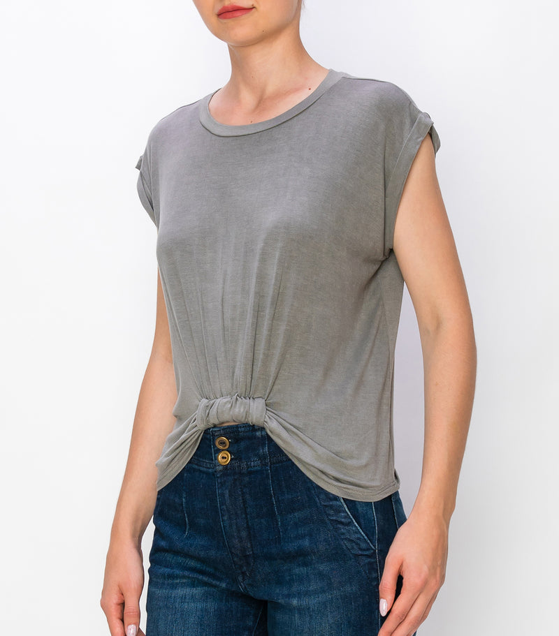 Charcoal Front Cinch Dolman Sleeve