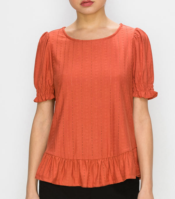Rust Small Eyelet Baby Doll Top