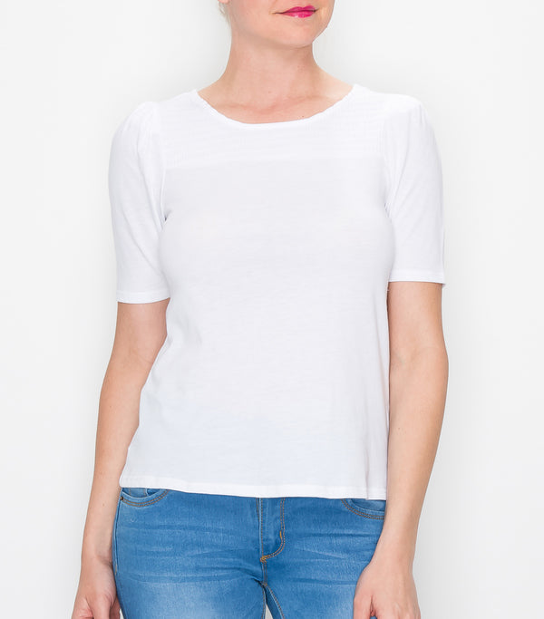 White Cotton Puff Sleeve Top
