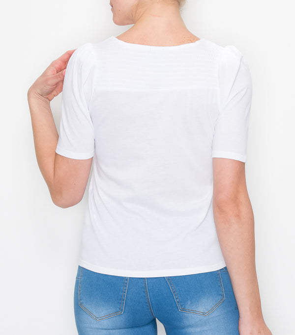 White Cotton Puff Sleeve Top
