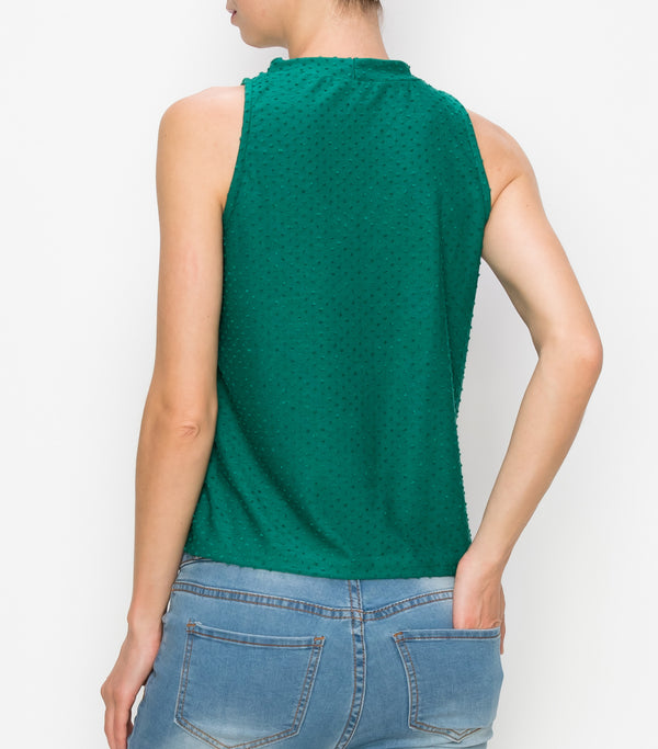 Emerald Sleeveless V-Neck Cut Out Top