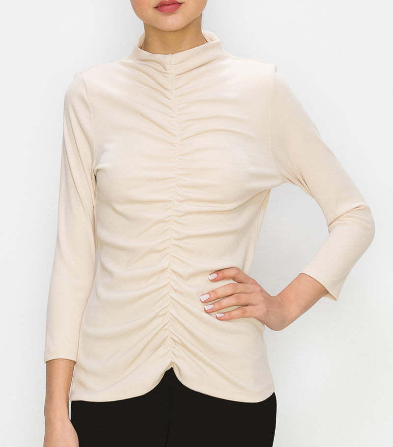 Natural Ruched Front Top