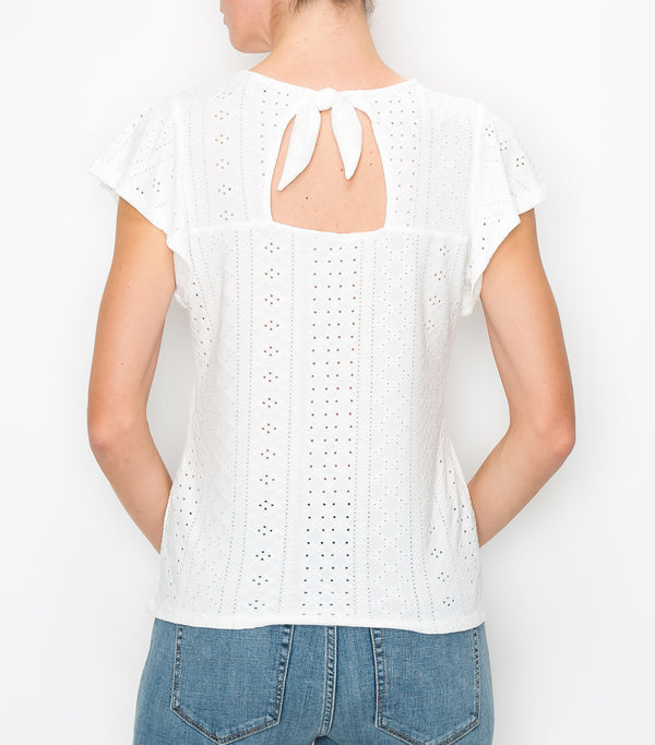 White Medley Eyelet Back Cut Out Top